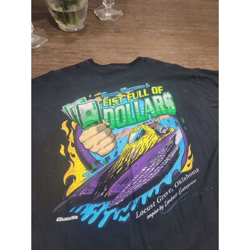 Gildan Shirt Mens XL Black Locust Groove Ok Graphic Heavy Cotton Boat Racing Tee